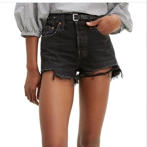 Levi's 501 Orginal Cut Off Denim Shorts in Black Size 31